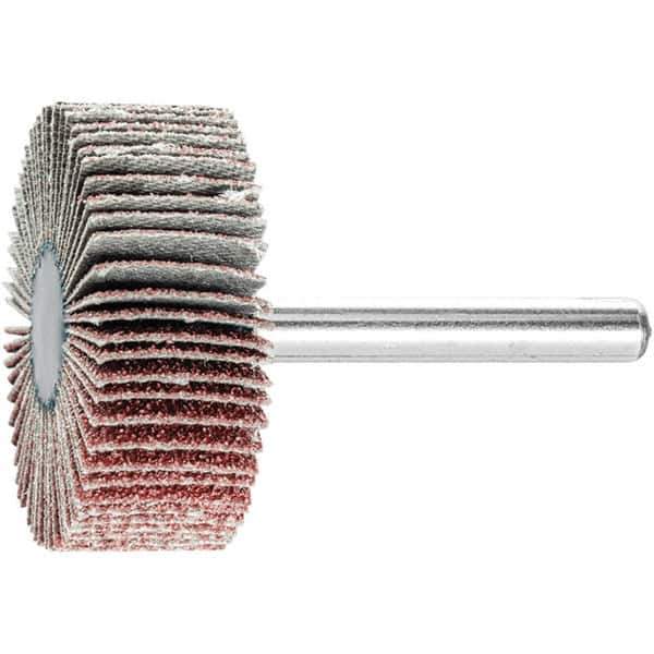 PFERD - 1-1/2" Diam x 1/2" Face Width, Aluminum Oxide Coated Mounted Flap Wheel - 1/4" Shank Mount, 60 Grit, 23,000 Max RPM - USA Tool & Supply