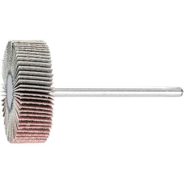 PFERD - 1-3/16" Diam x 3/8" Face Width, Aluminum Oxide Coated Mounted Flap Wheel - 1/8" Shank Mount, 240 Grit, 25,000 Max RPM - USA Tool & Supply