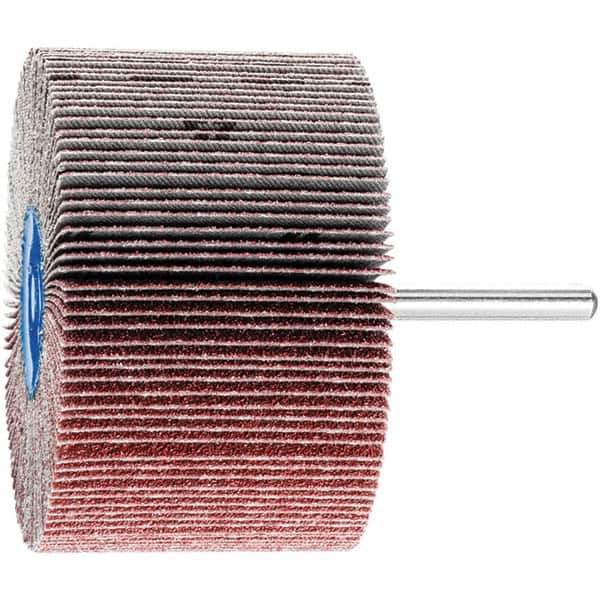 PFERD - 3" Diam x 2" Face Width, Aluminum Oxide Coated Mounted Flap Wheel - 1/4" Shank Mount, 60 Grit, 6,000 Max RPM - USA Tool & Supply