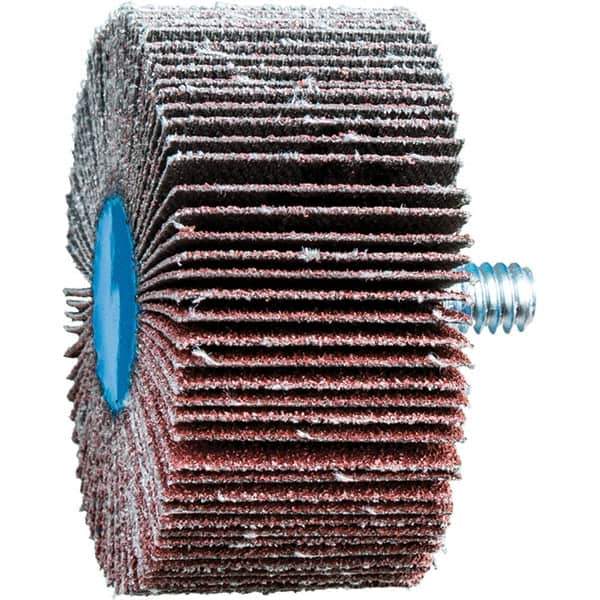 PFERD - 2" Diam x 1" Face Width, Aluminum Oxide Coated Mounted Flap Wheel - 1/4-20 Threaded Mount, 80 Grit, 23,000 Max RPM - USA Tool & Supply