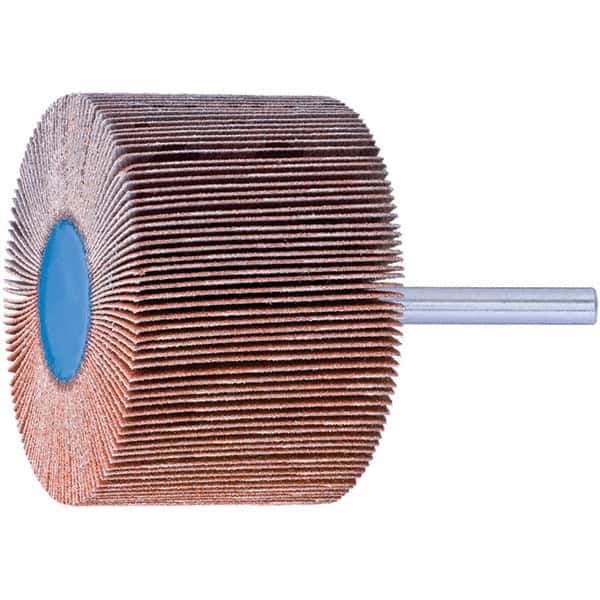PFERD - 1" Diam x 1" Face Width, Ceramic Coated Mounted Flap Wheel - 1/4" Shank Mount, 60 Grit, 25,000 Max RPM - USA Tool & Supply