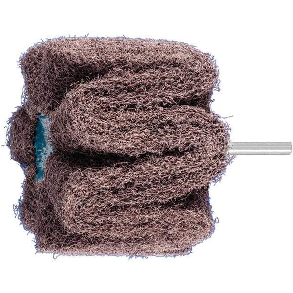 PFERD - 3" Diam x 2" Face Width, Aluminum Oxide Nonwoven Mounted Flap Wheel - 1/4" Shank Mount, 100 Grit, 7,500 Max RPM - USA Tool & Supply
