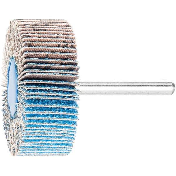 PFERD - 2" Diam x 1" Face Width, Aluminum Oxide Coated Mounted Flap Wheel - 1/4" Shank Mount, 60 Grit, 23,000 Max RPM - USA Tool & Supply