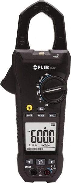 FLIR - CM82, CAT III, Digital True RMS Clamp Meter with 1.45" Clamp On Jaws - 1000 VAC/VDC, 600 AC/DC Amps, Measures Voltage, Capacitance, Current, Frequency, Resistance - USA Tool & Supply