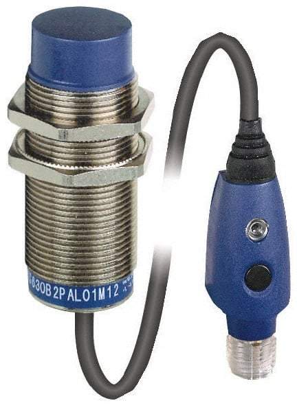 Telemecanique Sensors - PNP, 11 to 18mm Detection, Cylinder, Inductive Proximity Sensor - 3 Wires, IP67, IP69, 12 to 24 VDC, M30x1.5 Thread, 63mm Long - USA Tool & Supply