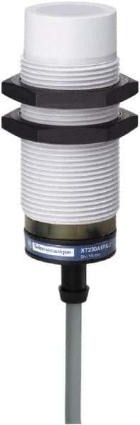 Telemecanique Sensors - PNP, 15mm Detection, Cylinder, Capacitive Proximity Sensor - IP67, 12 to 24 VDC, M30x1.5 Thread, 74-1/2mm Long - USA Tool & Supply