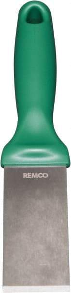 Remco - Stiff Stainless Steel Beveled Scraper - 1-1/2" Blade Width x 3-1/2" Blade Length, 5-13/32" Long Ergonomic Polypropylene Handle - USA Tool & Supply