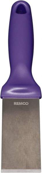 Remco - Stiff Stainless Steel Beveled Scraper - 1-1/2" Blade Width x 3-1/2" Blade Length, 5-13/32" Long Ergonomic Polypropylene Handle - USA Tool & Supply