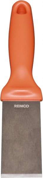 Remco - Stiff Stainless Steel Beveled Scraper - 1-1/2" Blade Width x 3-1/2" Blade Length, 5-13/32" Long Ergonomic Polypropylene Handle - USA Tool & Supply