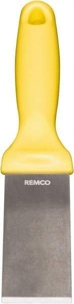 Remco - Stiff Stainless Steel Beveled Scraper - 1-1/2" Blade Width x 3-1/2" Blade Length, 5-13/32" Long Ergonomic Polypropylene Handle - USA Tool & Supply
