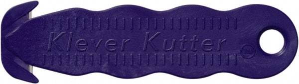 Klever Innovations - Fixed Safety Cutter - 1-1/4" Stainless Steel Blade, Dark Blue Plastic Handle, 1 Blade Included - USA Tool & Supply