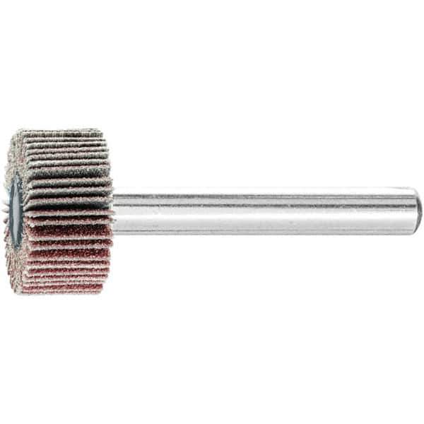 PFERD - 3/4" Diam x 3/8" Face Width, Aluminum Oxide Coated Mounted Flap Wheel - 1/4" Shank Mount, 120 Grit, 38,100 Max RPM - USA Tool & Supply