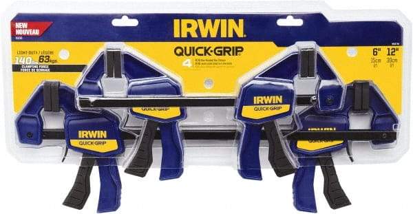 Irwin - 12" Capacity, 2-7/16" Throat Depth Carbon Steel Bar Clamp - 140 Lb Clamping Pressure - USA Tool & Supply