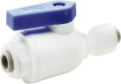 Parker - 3/8 x 1/4" Pipe, Full Port, Polypropylene Valve Union Connector Ball Valve - Bi-Directional, Push-to-Connect x Push-to-Connect Ends, Wedge Handle, 150 WOG - USA Tool & Supply