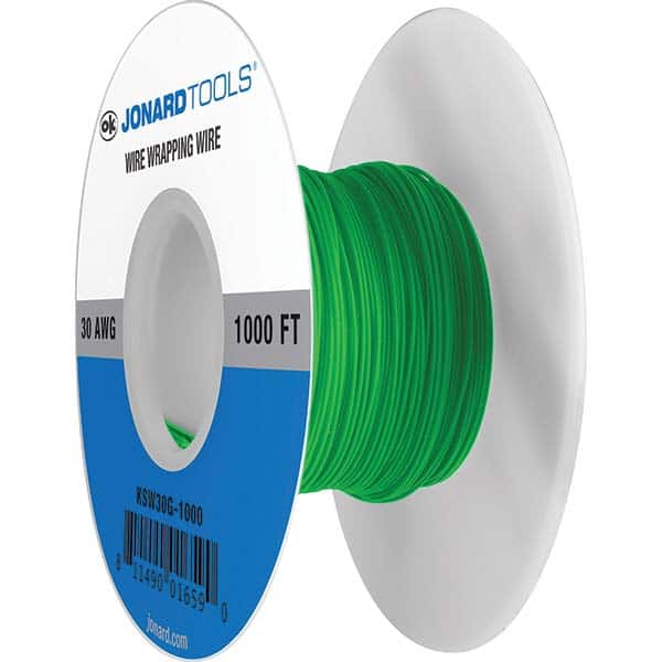 Hook Up Wire; Wire Size (AWG): 30; Wire Size (sq mm): 30 AWG; Number of Strands: 1; Jacket Color: Green; Overall Length: 1000 ft; Maximum Operating Temperature: 221 ™F; Jacket Material: Kynar; Standards Met: UL 1423; Overall Length (Feet): 1000 ft; Maxim