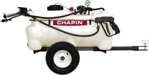 Chapin - 25 Gal Tow Behind Sprayer - Polyethylene Tank, 15' Reinforced Hose with Brass Wand - USA Tool & Supply