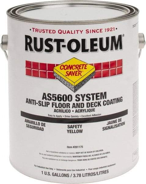 Rust-Oleum - 1 Gal Safety Yellow Gloss Finish Antislip Coating - 60 to 70 Sq Ft per Gal, Interior/Exterior - USA Tool & Supply