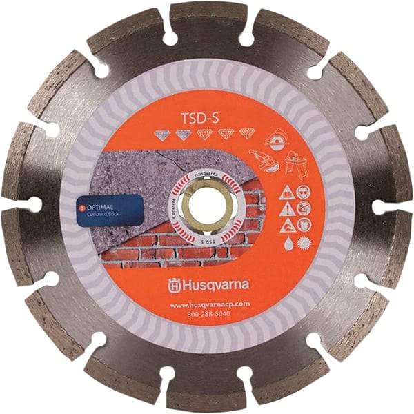 Husqvarna - 7" Diam, 5/8 & 7/8" Arbor Hole Diam, Continuous Edge Tooth Wet & Dry Cut Saw Blade - Diamond-Tipped, Fast Cutting Action, Standard Round Arbor - USA Tool & Supply