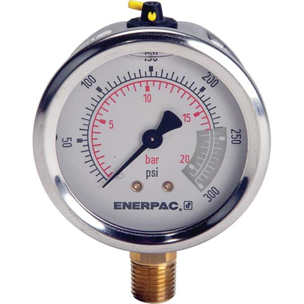 Enerpac - Hydraulic Pressure Gages & Adapters Type: Glycerine Filled Pressure Rating: 300 - USA Tool & Supply