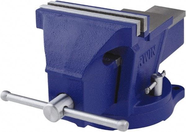 Irwin - 6" Jaw Width, 4-57/64" Opening Capacity, 3" Throat Depth, Steel Swivel Bench Vise - Bolt Down Base Attachment, Anvil - USA Tool & Supply