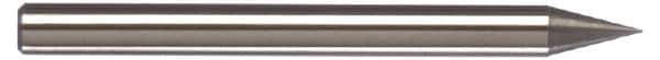 Accupro - 0.01" Diam, 0.03" LOC, 2 Flute Solid Carbide Ball End Mill - Uncoated, Single End, 1-1/2" OAL, 1/8" Shank Diam, Spiral Flute - USA Tool & Supply