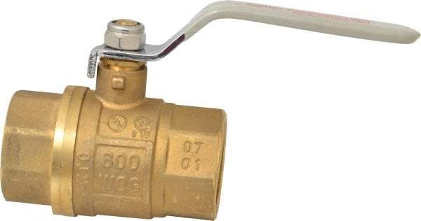Value Collection - 1-1/4" Pipe, Full Port, Brass UL Listed Ball Valve - Inline - Two Way Flow, FNPT x FNPT Ends, Lever Handle, 600 WOG, 150 WSP - USA Tool & Supply