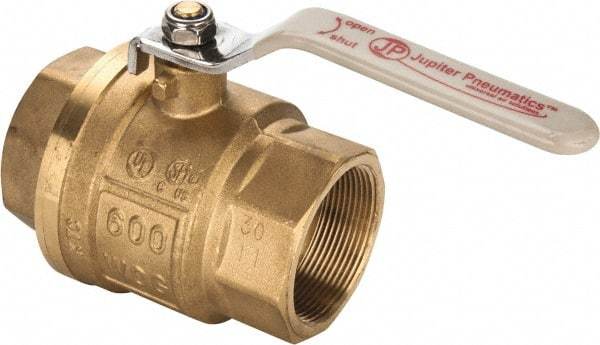 Value Collection - 2" Pipe, Full Port, Brass UL Listed Ball Valve - Inline - Two Way Flow, FNPT x FNPT Ends, Lever Handle, 600 WOG, 150 WSP - USA Tool & Supply