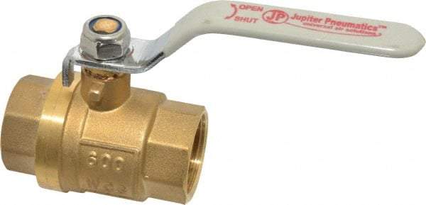Value Collection - 1" Pipe, Full Port, Brass Full Port Ball Valve - Inline - Two Way Flow, MNPT x FNPT Ends, Lever Handle, 600 WOG, 150 WSP - USA Tool & Supply