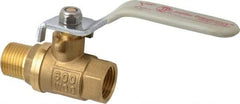 Value Collection - 3/8" Pipe, Full Port, Brass Full Port Ball Valve - Inline - Two Way Flow, MNPT x FNPT Ends, Lever Handle, 600 WOG, 150 WSP - USA Tool & Supply