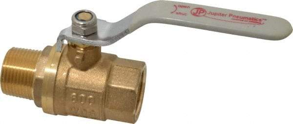 Value Collection - 3/4" Pipe, Full Port, Brass Full Port Ball Valve - Inline - Two Way Flow, MNPT x FNPT Ends, Lever Handle, 600 WOG, 150 WSP - USA Tool & Supply