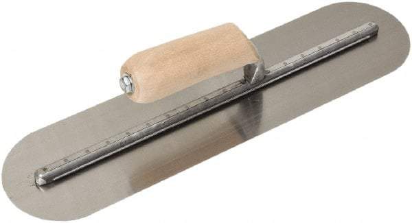 SEYMOUR-MIDWEST - Carbon Steel Rounded End Trowel - 16" Long x 4" Wide, Wood Handle - USA Tool & Supply