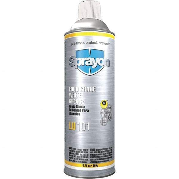 Sprayon - 20 oz Aerosol Calcium General Purpose Grease - White, Food Grade, 285°F Max Temp, NLGIG 2, - USA Tool & Supply