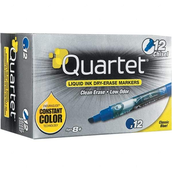 Quartet - Blue, Chisel Tip, Dozen EnduraGlide Dry Erase Markers - For Use with Dry Erase Marker Boards - USA Tool & Supply