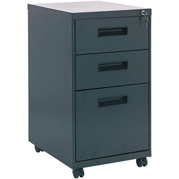 ALERA - 14" Wide x 27-3/4" High x 19-1/8" Deep, 3 Drawer Pedestal - Steel, Charcoal - USA Tool & Supply