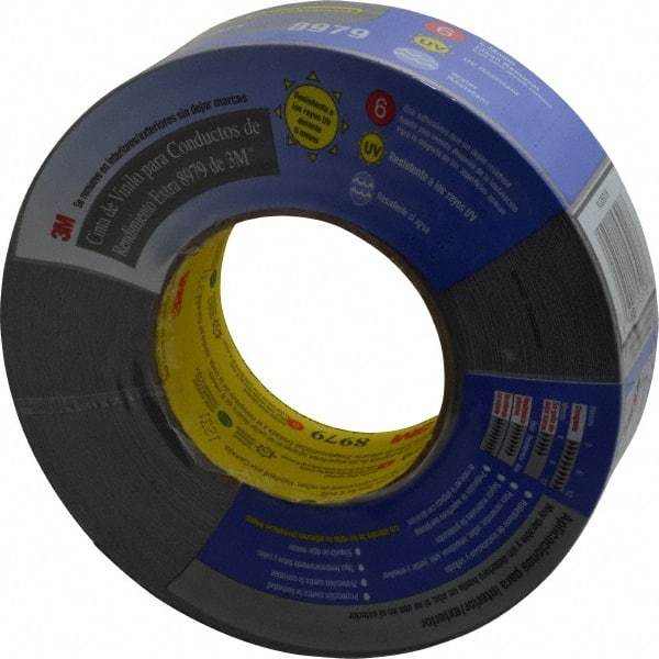3M - 2" x 55m Black Duct Tape - 12.1 mil, Rubber Adhesive, Polyethylene Film Backing, 36 Lb/ln Tensile Strength, 200°F Max, Series 8979 - USA Tool & Supply