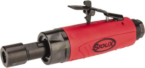 Sioux Tools - 1/4" Collet, Straight Handle, Angle Air Die Grinder - 25,000 RPM, Rear Exhaust, 11 CFM, 0.3 hp, 6.21 bar, 1/4 NPT - USA Tool & Supply