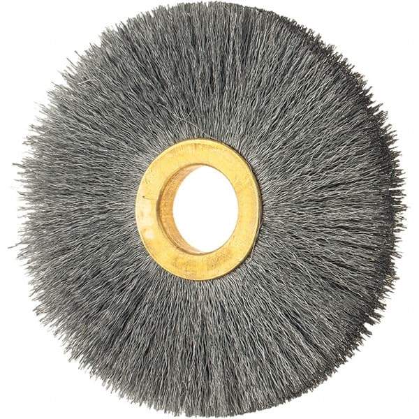 Osborn - 3" OD, 5/8" Arbor Hole, Crimped Steel Wheel Brush - 3/8" Face Width, 15/16" Trim Length, 0.008" Filament Diam, 20,000 RPM - USA Tool & Supply
