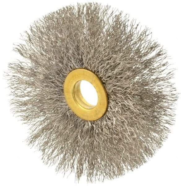 Osborn - 3" OD, 1/2" Arbor Hole, Crimped Stainless Steel Wheel Brush - 1/4" Face Width, 1" Trim Length, 0.008" Filament Diam, 20,000 RPM - USA Tool & Supply