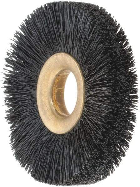 Osborn - 2" OD, 1/2" Arbor Hole, Nylon Wheel Brush - 3/8" Face Width, 9/16" Trim Length, 0.01" Filament Diam, 20,000 RPM - USA Tool & Supply