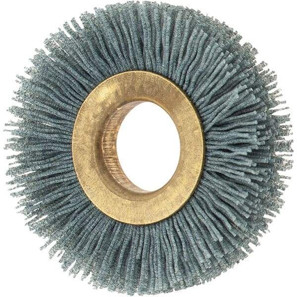 Osborn - 2" OD, 5/8" Arbor Hole, Crimped Nylon Wheel Brush - 3/8" Face Width, 7/16" Trim Length, 0.024" Filament Diam, 15,000 RPM - USA Tool & Supply