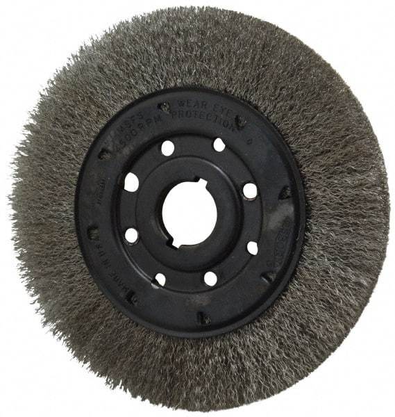 Osborn - 8" OD, 1-1/4" Arbor Hole, Crimped Stainless Steel Wheel Brush - 3/4" Face Width, 1-1/2" Trim Length, 0.0104" Filament Diam, 4,500 RPM - USA Tool & Supply