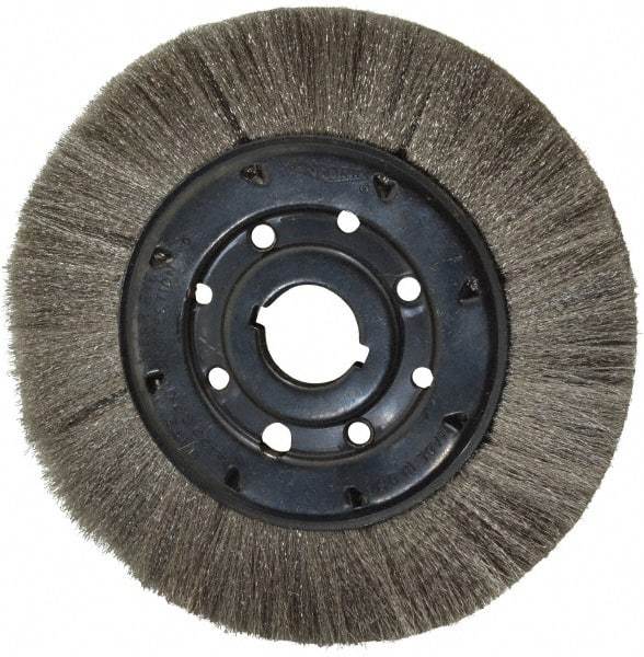 Osborn - 8" OD, 1-1/4" Arbor Hole, Crimped Stainless Steel Wheel Brush - 3/4" Face Width, 1-1/2" Trim Length, 0.005" Filament Diam, 4,500 RPM - USA Tool & Supply