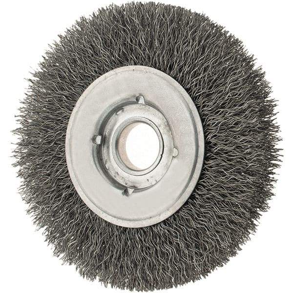 Osborn - 4" OD, 5/8" Arbor Hole, Crimped Steel Wheel Brush - 5/8" Face Width, 13/16" Trim Length, 0.0118" Filament Diam, 6,000 RPM - USA Tool & Supply
