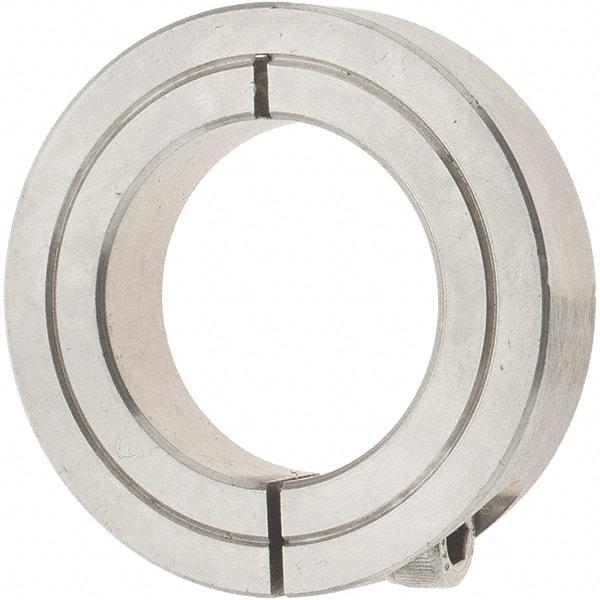 Value Collection - 1-1/4" Bore, Stainless Steel, One Piece Clamp Collar - 2-1/16" Outside Diam, 1/2" Wide - USA Tool & Supply