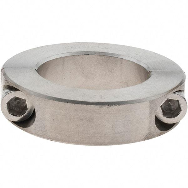 Value Collection - 1-1/4" Bore, Stainless Steel, Two Piece Shaft Collar - 2-1/16" Outside Diam, 1/2" Wide - USA Tool & Supply
