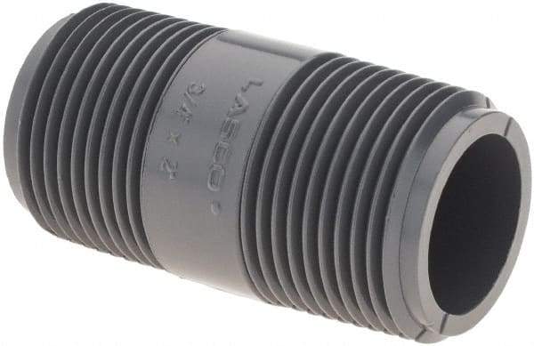 Value Collection - 3/4" Pipe, 1-1/2" Long PVC Threaded Plastic Pipe Nipple - Gray - USA Tool & Supply