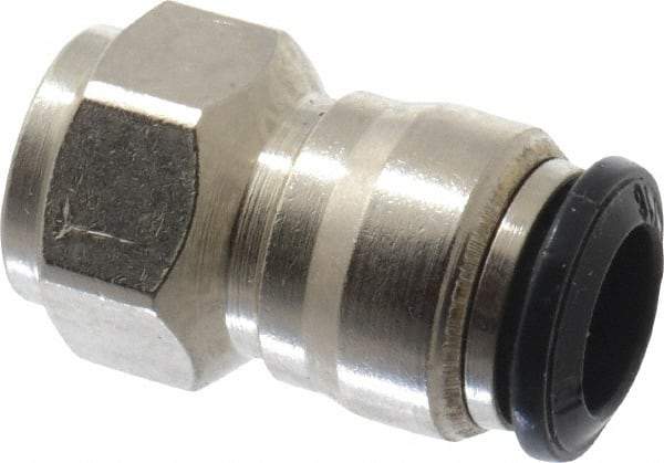 Alpha Technologies - 8mm Outside Diam, 1/8 BSPP, Nickel Plated Brass Push-to-Connect Tube Female Connector - 250 Max psi, Tube to Female BSPP Connection, Buna O-Ring - USA Tool & Supply