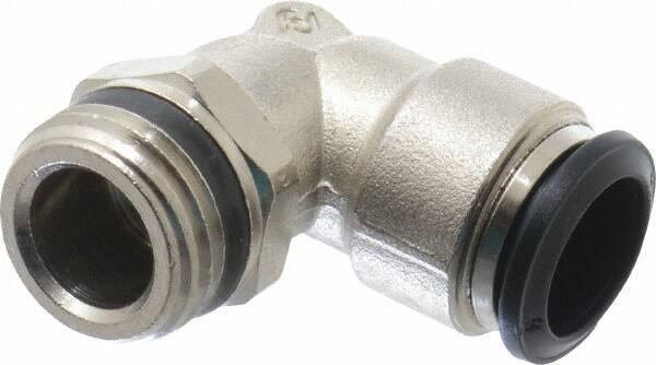 Alpha Technologies - 14mm Outside Diam, 1/2 Universal, Nickel Plated Brass Push-to-Connect Tube Male Swivel Elbow - 250 Max psi, Tube to Universal Thread Connection, Buna O-Ring - USA Tool & Supply