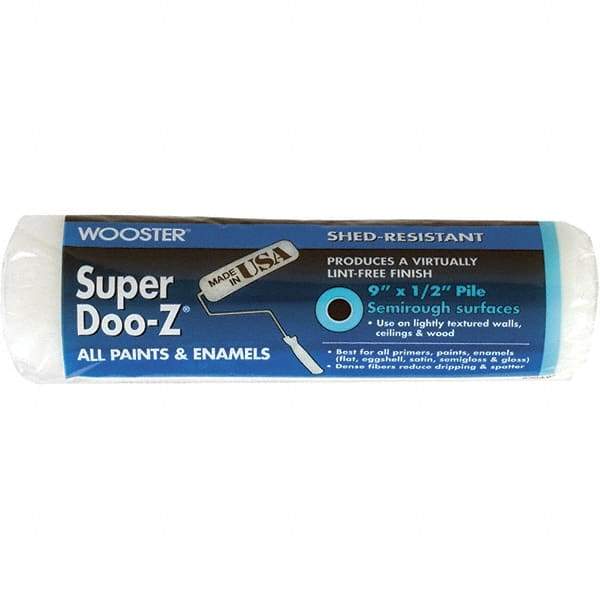 Wooster Brush - 1/2" Nap, 9" Wide Paint Roller Cover - Semi-Rough Texture, Woven - USA Tool & Supply