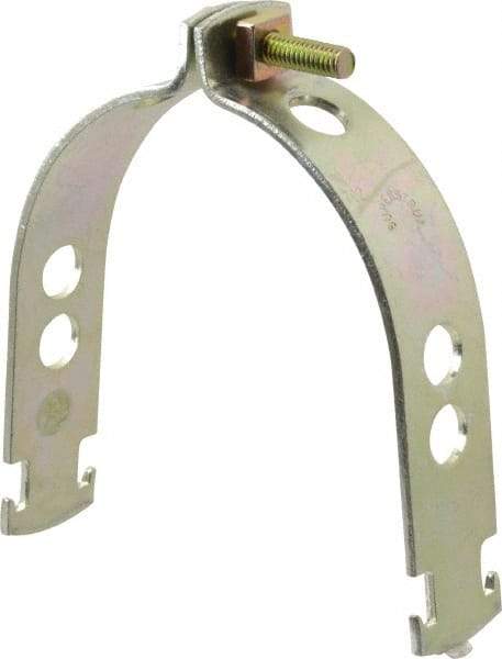 Thomas & Betts - 4" Pipe, 1/8 Gauge" Pipe or Conduit Clamp - Gold Galvanized, Rigid & IMC Conduit - USA Tool & Supply